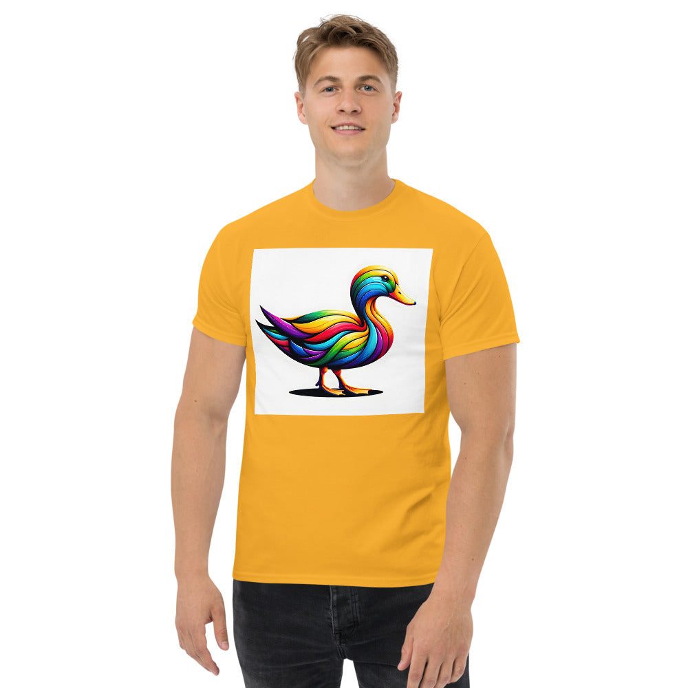 Duck painted in rainbow colors with a vibrant art style