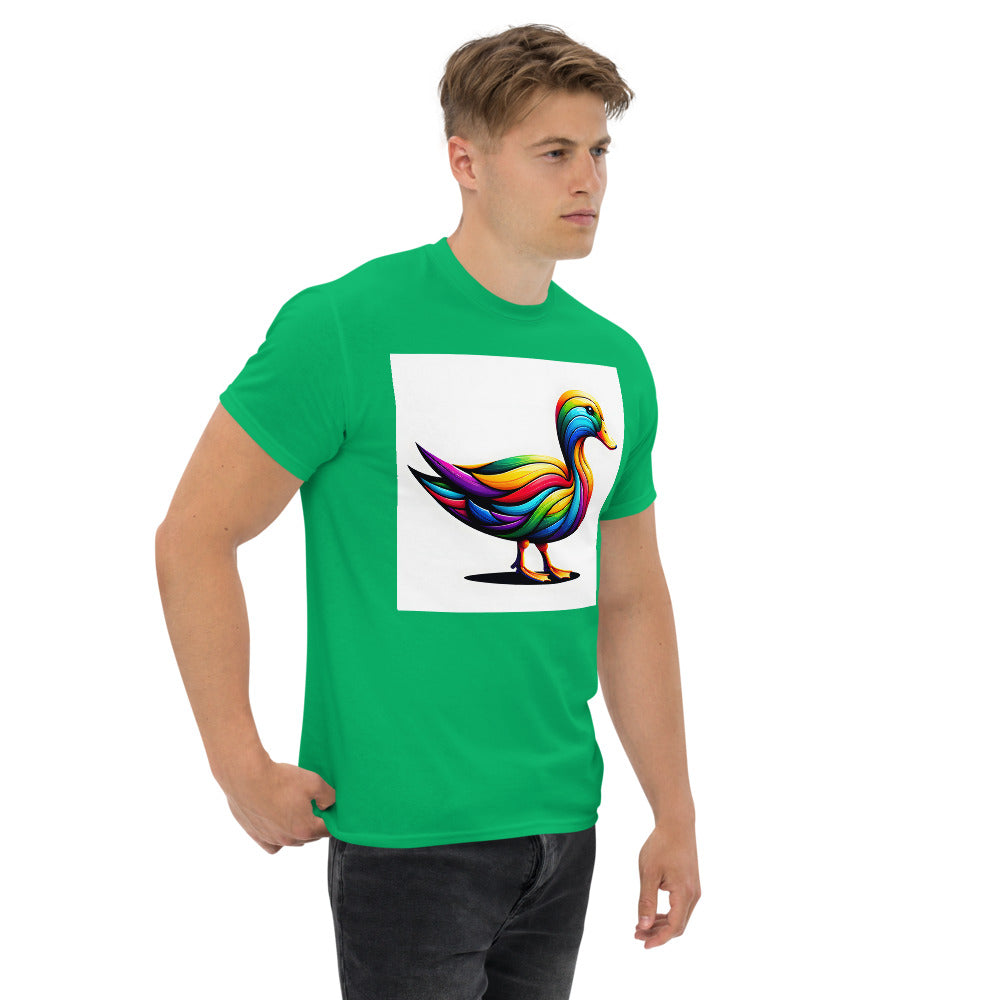 Duck painted in rainbow colors with a vibrant art style