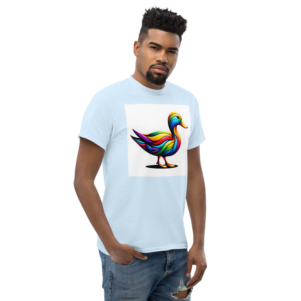Duck painted in rainbow colors with a vibrant art style