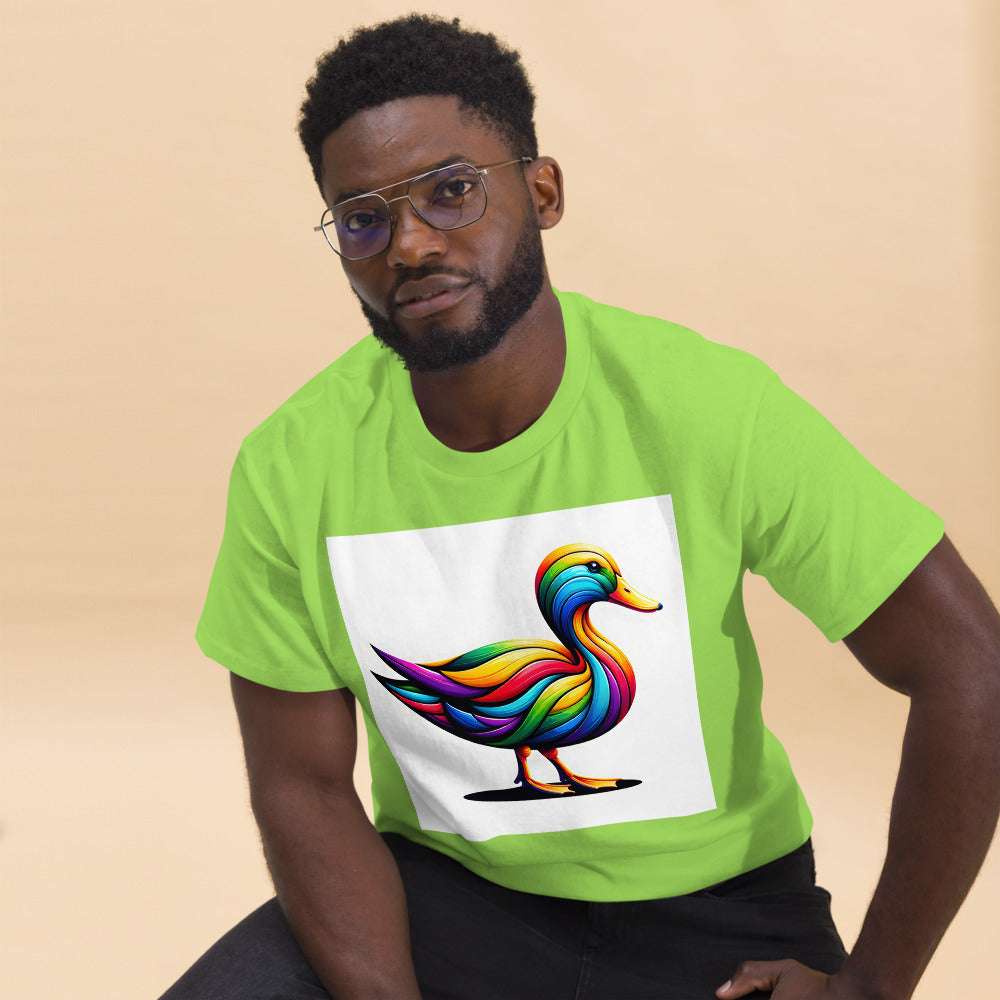 Duck painted in rainbow colors with a vibrant art style