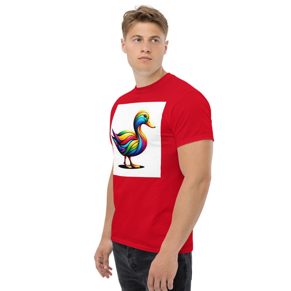 Duck painted in rainbow colors with a vibrant art style