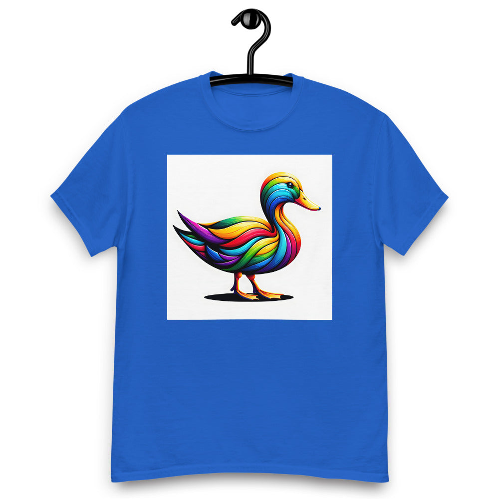 Duck painted in rainbow colors with a vibrant art style