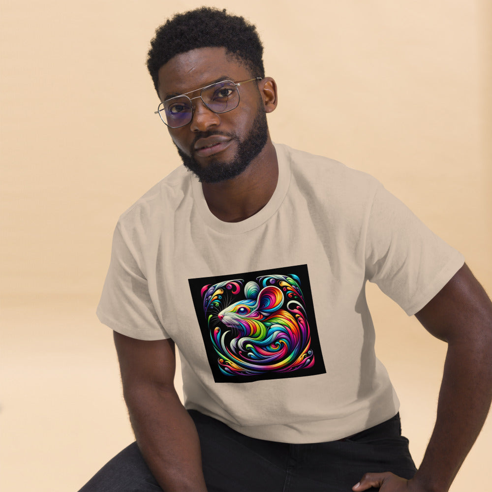 Colorful mouse in painting style with rainbow colors