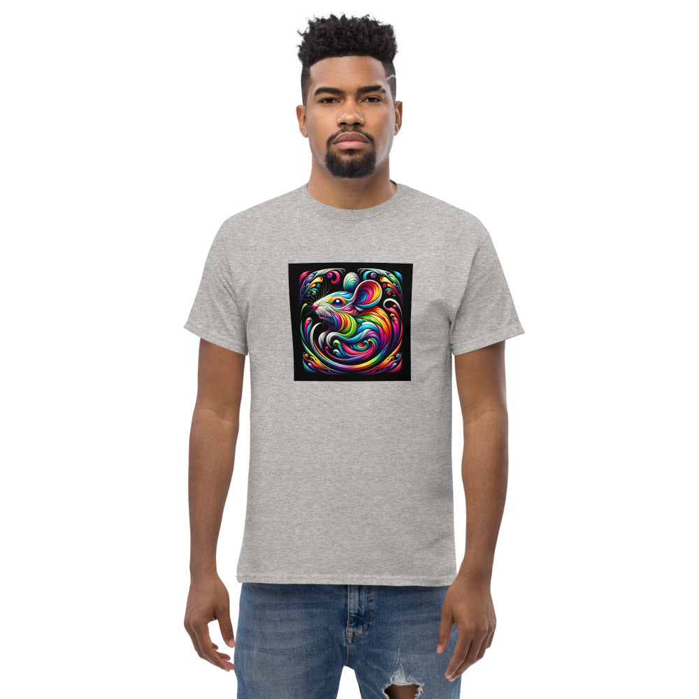 Colorful mouse in painting style with rainbow colors